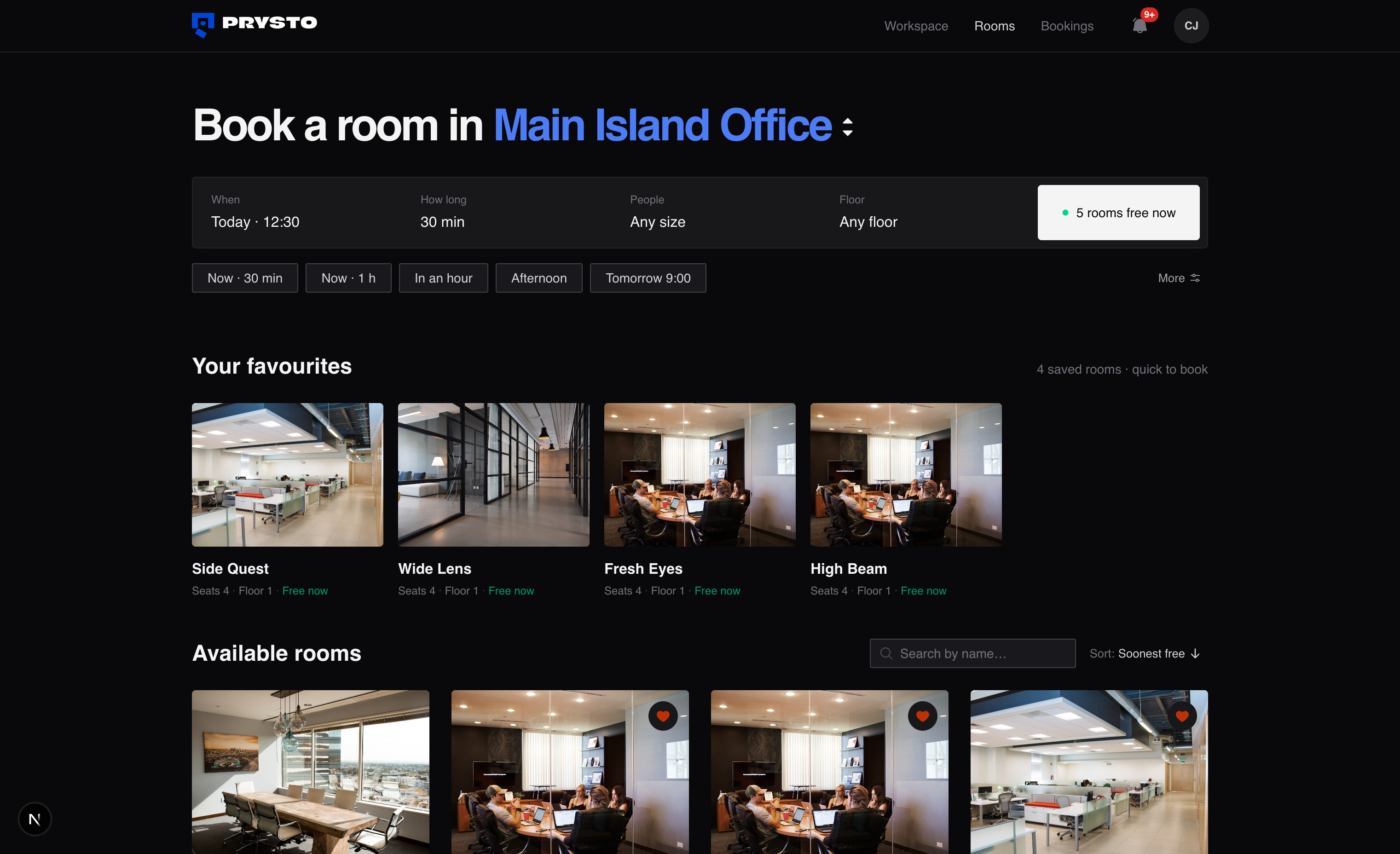 Prysto — Room Discovery Interface