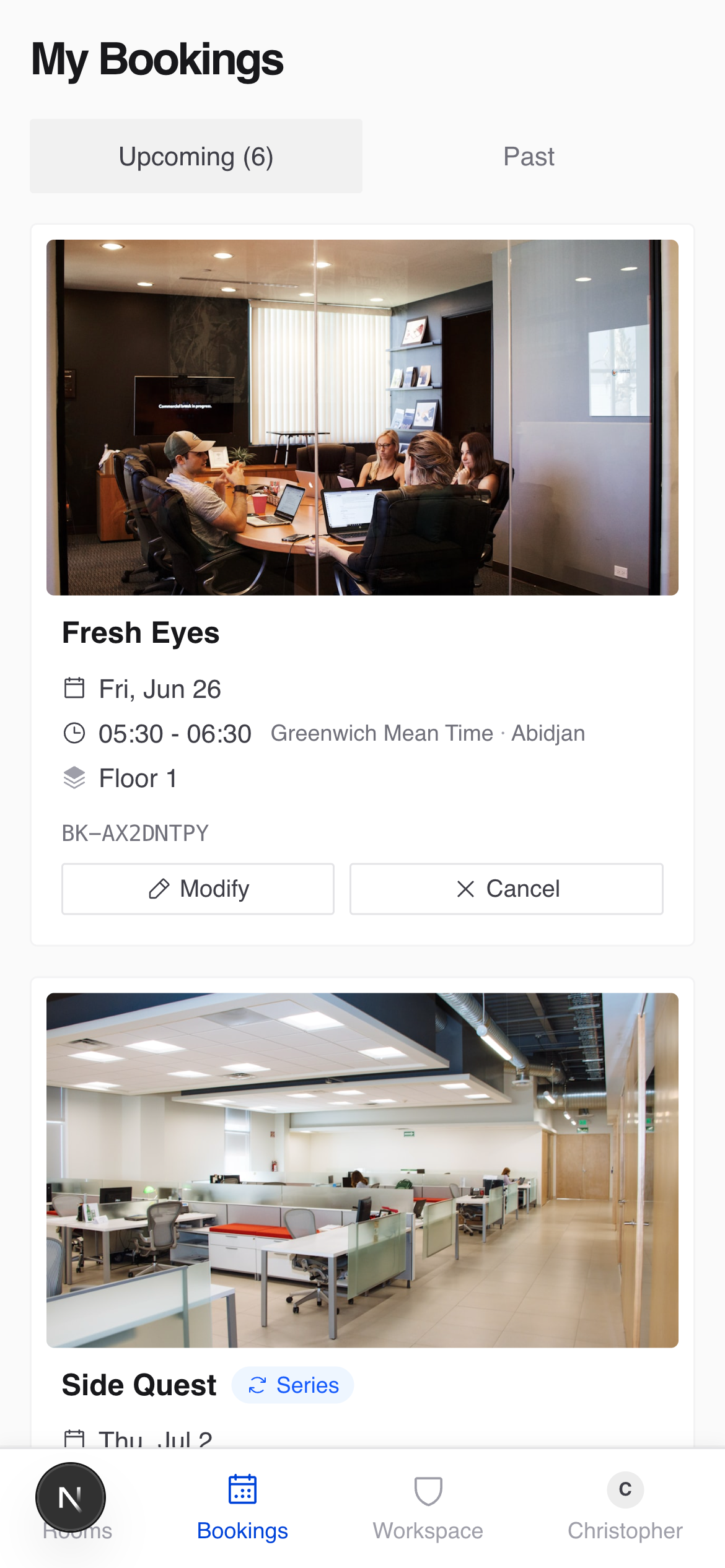 Prysto — Mobile Bookings View